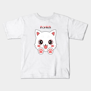 Cute White Cat Paw Anime Kids T-Shirt